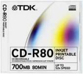TDK CDR Inkjet Printable 80MIN 700MB 52X JEWEL CASE